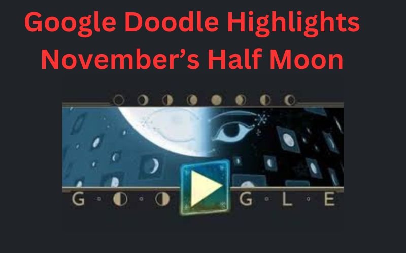 "Google Doodle Half Moon game illustration showing interactive lunar phase matching."