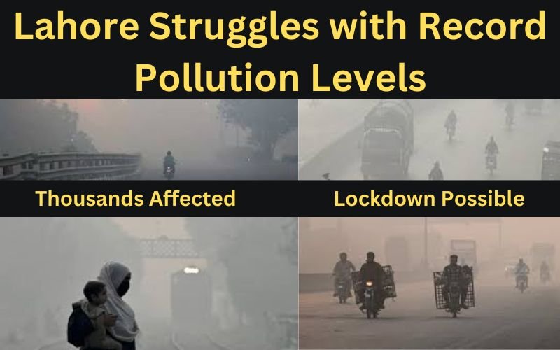 Smog over Lahore city showing the severity of the pollution crisis affecting public health.